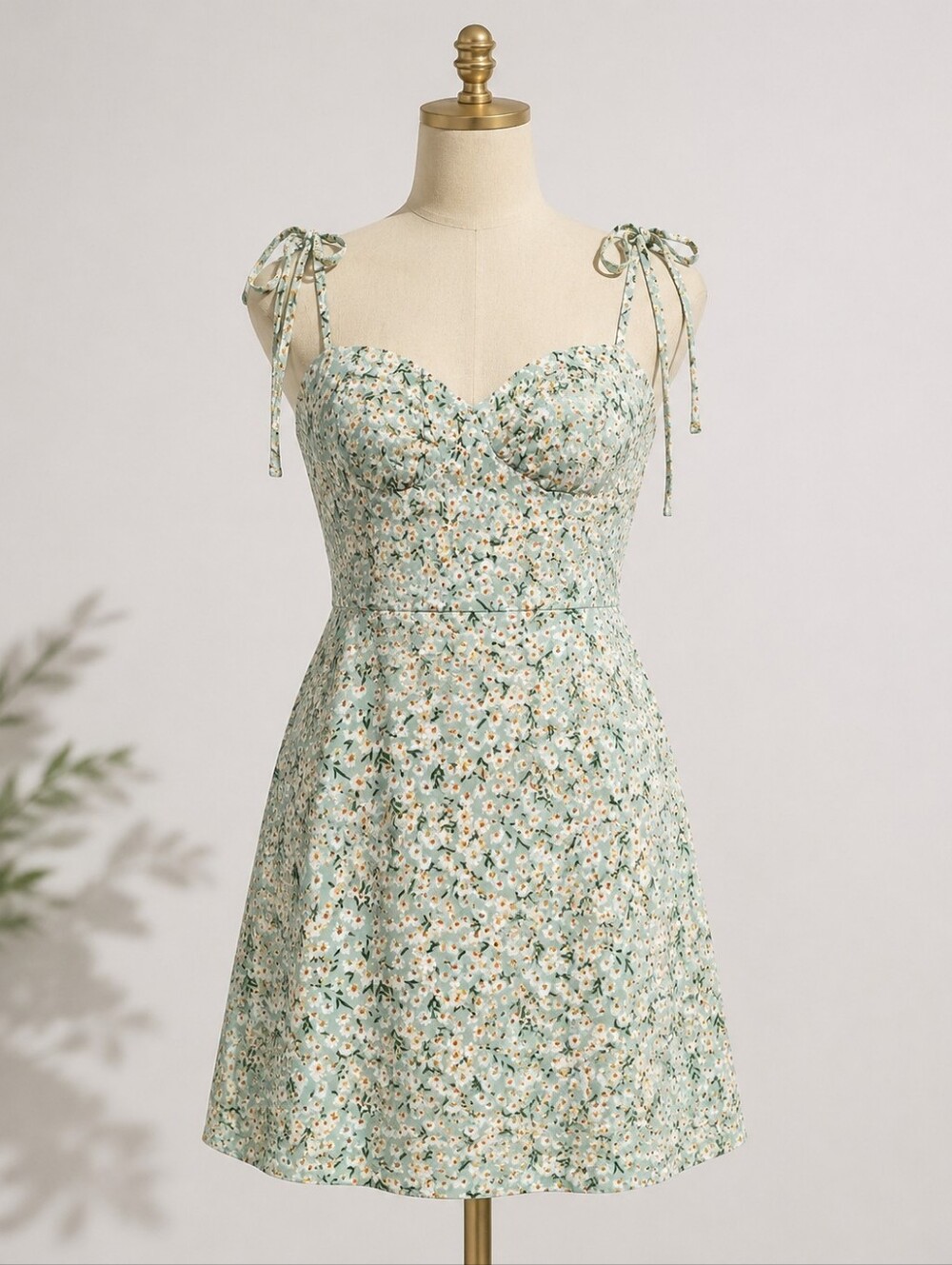 Shein Floral Tie-Shoulder Mini Dress
